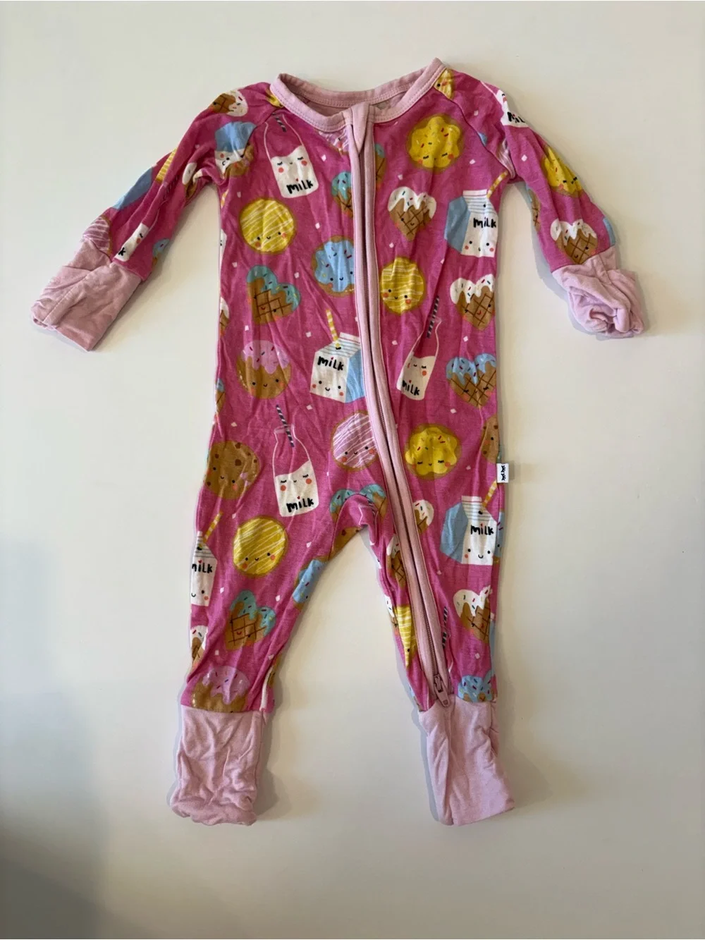 Little Sleepies Pink Milk & Cookies Zippy Pajamas Newborn